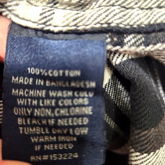 Rainforest Signature Brushed Flannel Shirt Men's M Black White Plaid Cabincore - Picture 3 of 5